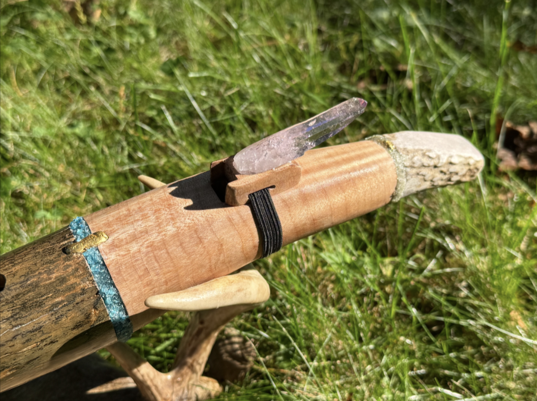 Mouthpiece assembly — teal wrap and crystal inlay